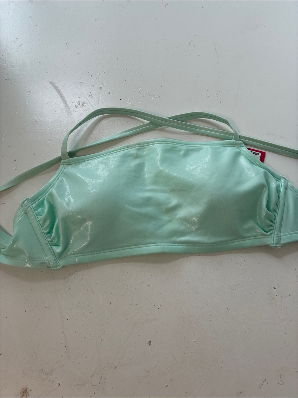 Xhilaration D/DD Shiny Mint Green Criss Cross Swimsuit Bikini Top